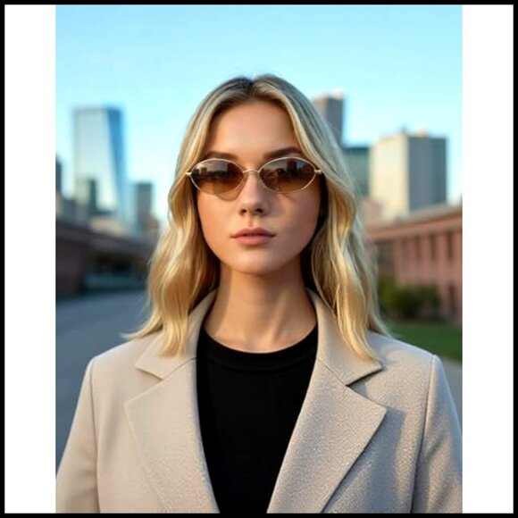 Vintage Oval Metal Sunglasses Cat Eye Style UV400 Protection main image 7
